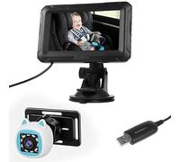 Ausla Telecamera per Auto per Bambini Rivolta All'indietro con Monitor da 4,3 Pollici, Visione Notturna HD 1080P, Rotazione a 360° per la Sicurezza dei Bambini