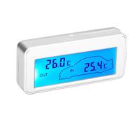 Ausla Termometro Digitale per Auto, Misuratore di Temperatura LCD 12V con Doppio Sensore, Custodia in Plastica Argento, Legge da 4°F a 158°F all'interno e da -58°F a 158°F all'esterno per Auto