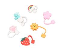 Ausla Toppers di Paglia Riutilizzabile con Cappuccio in Silicone per Bevande Carine e Decorative, 6 Pezzi di Consigli per Bere Coperchi di Cibo con Design Facile da Usare, Sigillato e Uso Versatile