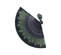 Ausla Ventaglio Cinese Dal Design Unico, Ventaglio Pieghevole Ossa Nere Bellissimo Modello di Pavone Ventaglio Antico in bambù, Decorazione Ideale per Abiti Performanti