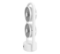 Ausla Ventilatore Ricaricabile a Doppia Testa, Ventilatore da Tavolo Pieghevole in ABS con 5 velocità 2400mAh USB C da Tavolo con Montaggio a Parete con Aromaterapia a Luce LED per Viaggi in Ufficio