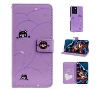 Auslbin Carino Cover Samsung Galaxy A33 5G 6.4", Coperchio Mobile in Pelle PU Samsung Galaxy A33 5G, Cover Samsung Galaxy A33 5G a Flip per Animali, Viola (Orso)