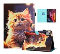Auslbin Colorata PU Cover Lenovo Tab K11 Plus/M11 Plus 11.45 Pollici, Colorata e in Movimento, Bellissimo Motivo, Custodia per Tablet Flip Tab K11 Plus/M11 Plus/TB352FU con Supporto, Gatto