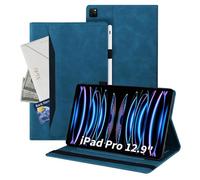 Auslbin Cover Compatibile con iPad Pro 12.9 6a/5a/4a Generazione Custodia di Tablet in Pelle PU in Stile Classico Anti-Fall Case di Scheda Protettiva con iPad Pro 12.9 2022/2021/2020 Blu