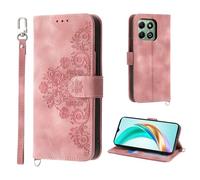 Auslbin Cover per Honor X6b 4G 6.56, Slot a 5 Carte Custodia per Honor X6b /JDY-LX1 Protettiva in pelle PU Stile Fiore Vintage, Rosa