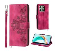 Auslbin Cover per Honor X6b 4G 6.56, Slot a 5 Carte Custodia per Honor X6b /JDY-LX1 Protettiva in pelle PU Stile Fiore Vintage, Rosso
