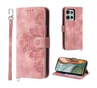 Auslbin Cover per Motorola Moto G75 5G 6.78, Slot a 5 Carte Custodia per Moto G75 5G Protettiva in pelle PU Stile Fiore Vintage, Rosa