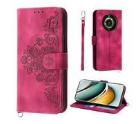 Auslbin Cover per Realme 11 Pro 5G 6.7", Slot a 5 Carte Custodia per Realme 11 Pro / RMX3771 Protettiva in pelle PU Stile Fiore Vintage, Rosso