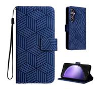 Auslbin Cover per Samsung Galaxy S24 FE 5G 6.7, S24 FE/SM-S721B Custodia Protettiva in stile Geometrico con Cover in pelle PU con Fibbia Magnetica, Blu