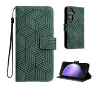 Auslbin Cover per Samsung Galaxy S24 FE 5G 6.7, S24 FE/SM-S721B Custodia Protettiva in stile Geometrico con Cover in pelle PU con Fibbia Magnetica, Verde