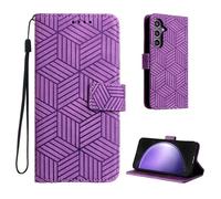 Auslbin Cover per Samsung Galaxy S24 FE 5G 6.7, S24 FE/SM-S721B Custodia Protettiva in stile Geometrico con Cover in pelle PU con Fibbia Magnetica, Viola