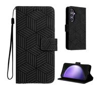 Auslbin Cover per Samsung Galaxy S24 FE 5G 6.7, S24 FE/SM-S721B Custodia Protettiva in stile Geometrico con Cover in pelle PU con Fibbia Magnetica, Nero