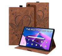Auslbin Custodia per Lenovo Tab M10 Plus 3rd Gen 10.6 Pollici 2022 Cover e Tasca Libro e Motivo a Farfalla di Multi-Angoli Compatibile con per M10 Plus 3a Generazione,Marrone