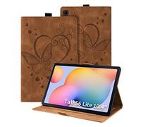 Auslbin Custodia per Samsung Galaxy Tab S6 Lite 2020/2022 10.4", pelle Goffrata Farfalla PU con Funzione di Supporto, Sospensione/Riattivazione Automatica per Samsung Galaxy Tab S6 Lite, Marrone