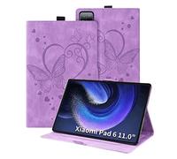 Auslbin Custodia per Xiaomi Pad 6/Xiaomi Pad 6 Pro 11", pelle Goffrata Farfalla PU con Funzione di Supporto, per Xiaomi Pad 6/Xiaomi Pad 6 Pro, Viola