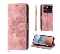 Auslbin Fiore Cover per ZTE Blade A54 4G 6.6", Slot a 5 Carte Custodia Protettiva in pelle PU Stile Vintage per 型号, Rosa