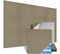 AUSLET Confezione da 12 pannelli acustici autoadesivi, 30,5 x 30,5 x 1,3 cm, pannelli acustici decorativi, insonorizzanti, per studio, casa e soggiorno, in poliestere, tre zone ciano scuro