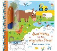 Ausmalen mit dem magischen Pinsel. Bauernhoftiere