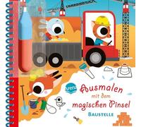 Ausmalen mit dem magischen Pinsel. Baustelle: Malbuch mit Wassertankstift für Kinder ab 3 Jahren. Selbstständige Beschäftigung. Malen ohne Flecken