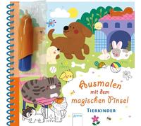Ausmalen mit dem magischen Pinsel. Tierkinder
