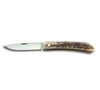 AUSONIA - 23247 COLTELLO TASCA CACCIA CACCIATORI DA 19 CM CON LAMA INOX AISI420 SATINATA DA 7,5 CM CON UNGHIA E MANICO IN CORNO DI CERVO