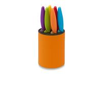 Ausonia 96435 - Ceppo con 6 coltelli colorati, colore: Arancione