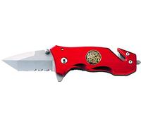 AUSONIA - Coltello tasca cm 15 lama inox satinata manico alluminio con tagliacintura e frangivetro