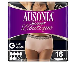 AUSONIA Discreet Boutique Urine Leakage Slip, taglia L, nero, blocca odori e umidità e previene le perdite, color salmone, L (confezione da 16, 8 x 2)