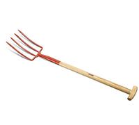 Ausonia - Forca per vangare 4 denti con manico legno a T Gr 1950 Cm 29x18