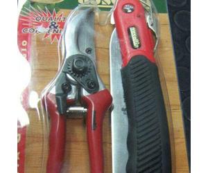 Ausonia - Set doppio blister con seghetto potatura chiudibile Cm 18 e forbice da vigna per potatura Cm 21