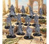 AUSPDICE Mini statuetta DND da 25 mm per Dungeon Masters & RPG Gift AS990 | Unpainted Ultimate 12 Pcs Heroic Adventurer Party -1:64 Scala Multi-Class TTRPG Miniature Umane Da Tavolo Gioco Miniature