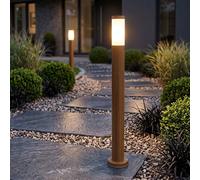 Außenstehlampe Lampade da Percorso Giardino E27 Simil Legno Acciaio H 110 CM 2er [EEK: Non valutato]