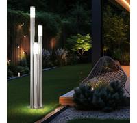 Außenstehlampe Lampione Lampada da Giardino 3 Fiamma LED Patio Argento 170cm [EEK: F]