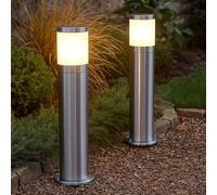 Außenstehlampe Zoccolo Lampada da Giardino LED Acciaio Inox Percorso Argento 2x [EEK: F]