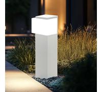 Außenstehlampe Zoccolo Lampione Bianco Alluminio Vetro Lampada Patio H 40 CM [EEK: Inaditato]