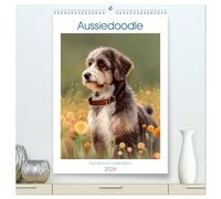 Aussiedoodle - Hunde zum Liebhaben (hochwertiger Premium Wandkalender 2026 DIN A2 hoch), Kunstdruck in Hochglanz: Kreativer Planer mit gemalten Aussiedoodle Bildern
