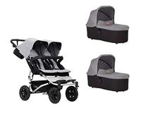 ausste llun tueck Mountain Buggy Duet Buggy V3 come Doppia sede di KITE + 2 Baby Shell - Argento