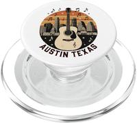Austin, Texas, chitarra, orizzonte, retro, musica, arte PopSockets PopGrip per MagSafe