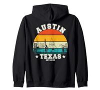 Austin, Texas, Orizzonte, Retro, Tramonto Felpa con Cappuccio