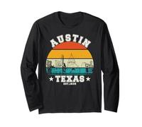 Austin, Texas, Orizzonte, Retro, Tramonto Maglia a Manica
