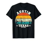 Austin, Texas, Orizzonte, Retro, Tramonto Maglietta