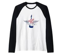 Austin Texas Rock And Roll Chitarra Basso con Ali Vintage Maglia con Maniche Raglan