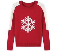 AUSTINCIAGA Pullover Maglia Rosso Ragazzi Ragazza Bambino Cotone Girocollo Manica Lunga Natale Festa Nuovo Anno Modello Fiocchi di Neve, rosso, 10 anni