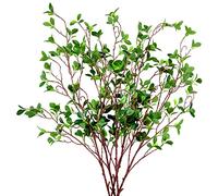 AUSTOR 5 confezioni di steli di ficus artificiali da 114,3 cm, rami verdi finti, foglie, arbusti e ramoscelli di ficus, steli per riempire vasi, decorazione per casa, matrimonio, ufficio
