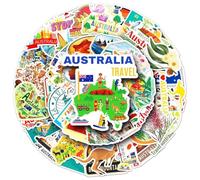 Australia Adesivi Australia Stickers 50 Pezzi Skateboard Graffiti Adesivi Moto Bicicletta Snowboard Bagagli Auto Valigia per Bambini e Ragazzi Impermeabile Vinile Decals
