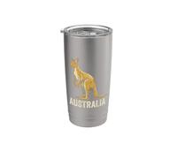 AUSTRALIA - Canguro vintage con stile artistico a pois aborigeni Bicchiere termico in acciaio inox doppia parete