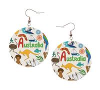 Australia icone colorate stampate orecchini rotondi per le donne, 1 paio di orecchini in pelle leggera set di orecchini alla moda gioielli regali per donne ragazze, One Size, Poliestere