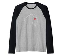 Australia Mappa Contorno Cuore Maglia con Maniche Raglan