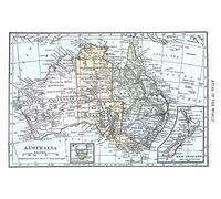 Australia Nuova Zelanda Mappa Poster Atlante Stile Wall Art -...