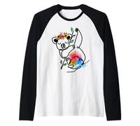 Australian Animal Koala Con Fiori Floral Koala Lovers Maglia con Maniche Raglan